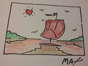 Peter Max Sailboat with Heart